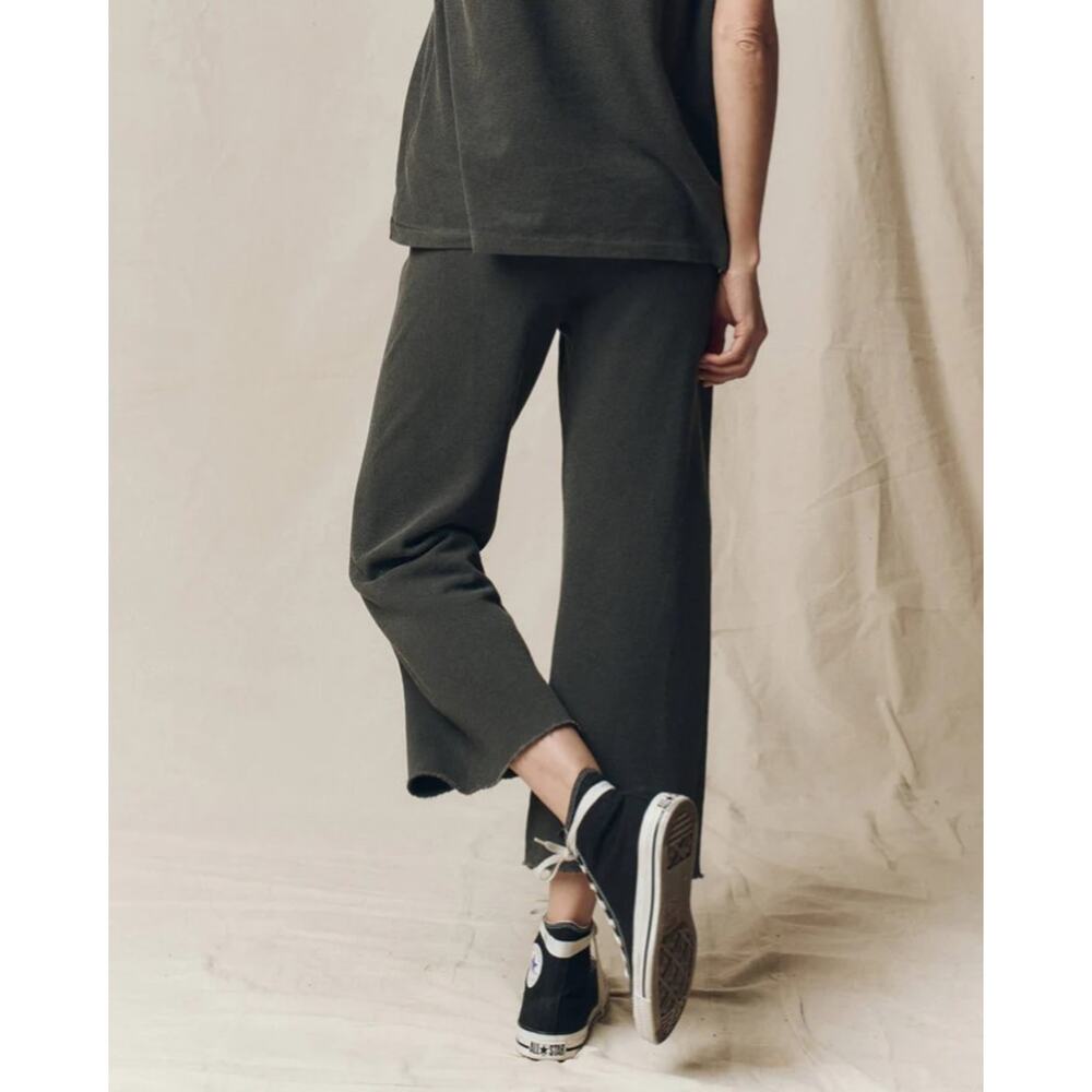 THE GREAT The Wide Leg Cropped Sweatpant Lounge Washed Black Shopbop 0 XS $195 - Picture 10 of 11